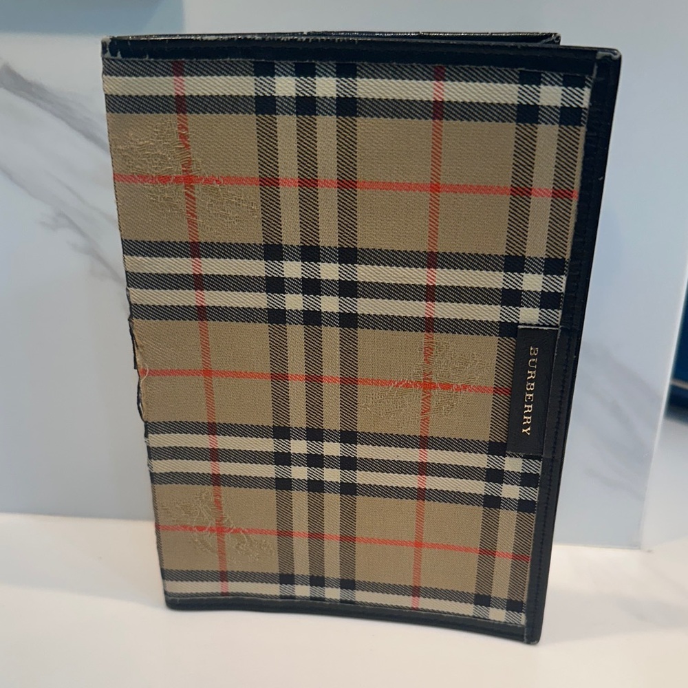 Burberry Beige and Black Plaid Passport Holder